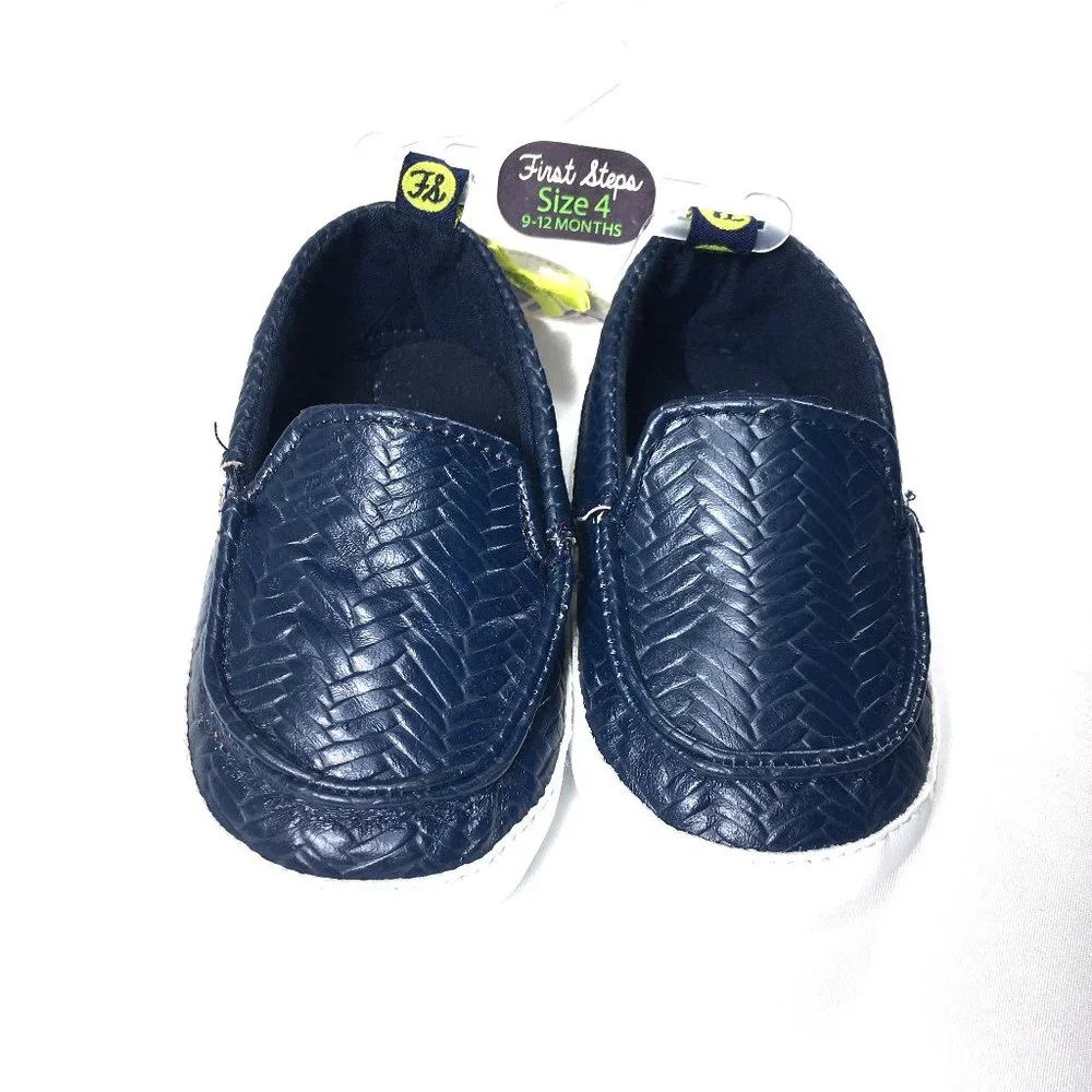 2 NWT First Steps 9M 12M Baby Shoes Boys Moccasins Loafers 4 Blue Brown Toddler